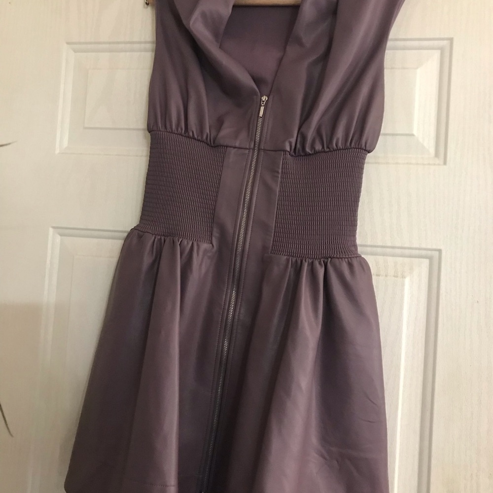 Anthropologie Strapless Mauve A-Line Dress with Front Zip